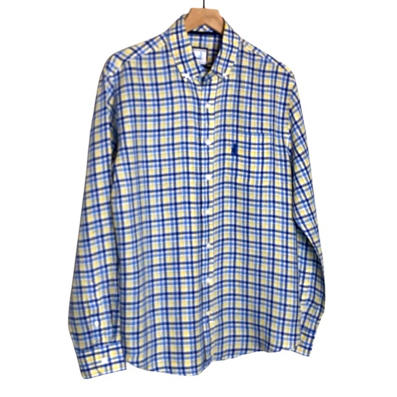 Johnnie O Plaid Linen Button Down Shirt - Picture 1 of 5